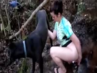 Outdoor dog cock sucking and fucking with slut